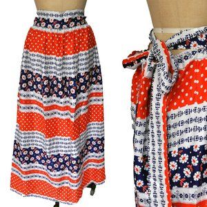 Vintage 70s Red Ehite Blue Women's Skirt